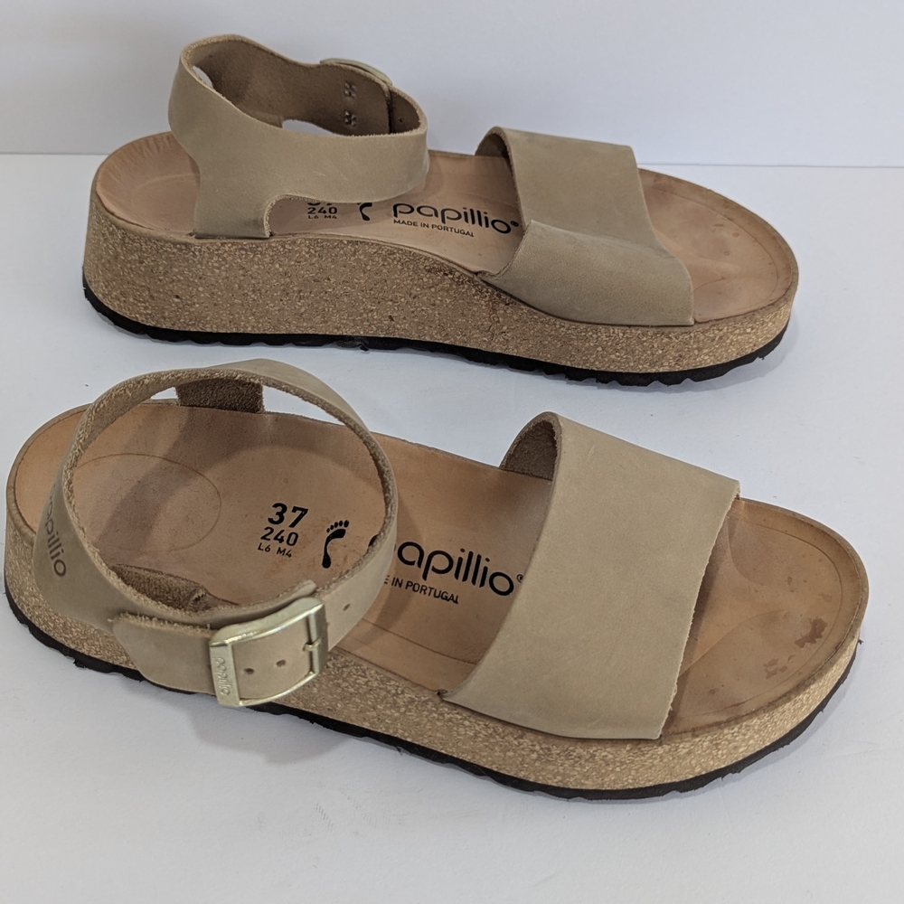 New Birkenstock Papillio Cork Glenda Wedge Ankle Strap Sandal Size 37 - Picture 10 of 15